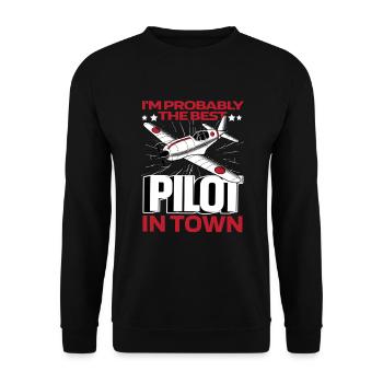 Flugzeug Pilot Lustig - Unisex Pullover - Schwarz - Vorne - Alina (178cm) & Michal (187cm)