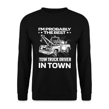 Abschleppdienst Abschlepper Lustig - Unisex Pullover - Schwarz - Vorne - Alina (178cm) & Michal (187cm)