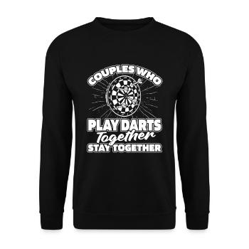 Dart Dartspieler Paar - Unisex Pullover - Schwarz - Vorne - Alina (178cm) & Michal (187cm)