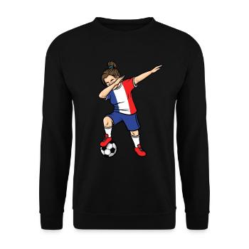 Dabbing Footballeuse Filles France Football - Sweat-shirt Unisexe - noir - Devant - Alina (178cm) & Michal (187cm)