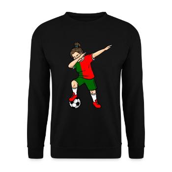 Dabbing Joueur de Football Fille Portugal Football - Sweat-shirt Unisexe - noir - Devant - Alina (178cm) & Michal (187cm)