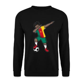 Dabbing Football Player Boys Cameroon Football - Unisex Sweatshirt - black - Front - Alina (178cm) & Michal (187cm)