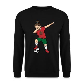 Dabbing Footballeuse Filles Maroc Football - Sweat-shirt Unisexe - noir - Devant - Alina (178cm) & Michal (187cm)