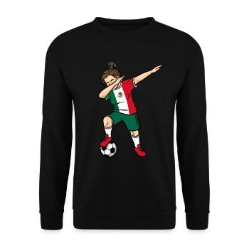 Dabbing Fußballspieler Mädchen Mexiko Fußball - Unisex Pullover - Schwarz - Vorne - Alina (178cm) & Michal (187cm)