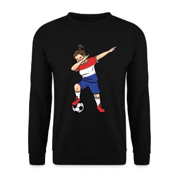 Dabbing Footballeuse Filles Pays-Bas Football - Sweat-shirt Unisexe - noir - Devant - Alina (178cm) & Michal (187cm)