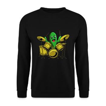 Schlagzeug Drummer Schlagzeuger Kaktus - Unisex Pullover - Schwarz - Vorne - Alina (178cm) & Michal (187cm)