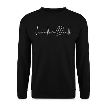 Helado. Corazón. Amor. Ekg. Legumbres. Derrotar. - Sweat-shirt Unisexe - noir - Devant - Alina (178cm) & Michal (187cm)