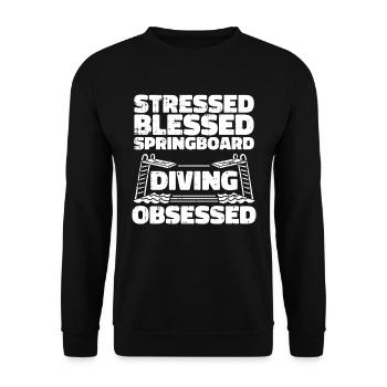 Turmspringen Turmspringer Humor - Unisex Pullover - Schwarz - Vorne - Alina (178cm) & Michal (187cm)
