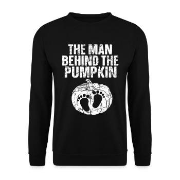 Halloween The Man Behind The Pumpkin - Unisex Sweatshirt - black - Front - Alina (178cm) & Michal (187cm)
