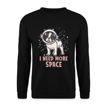French Bulldog Astronaut I Need More Space - Unisex Sweatshirt - black - Front - Alina (178cm) & Michal (187cm)