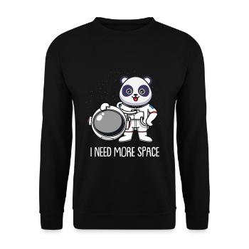 Großer Panda Pandabär Astronaut - Unisex Pullover - Schwarz - Vorne - Alina (178cm) & Michal (187cm)