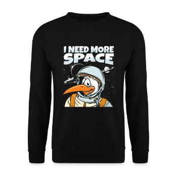 Möwe Astronaut I Need More Space - Unisex Pullover - Schwarz - Vorne - Alina (178cm) & Michal (187cm)
