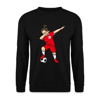 Dabbing Soccer Player Girls Tunisia Soccer - Unisex Sweatshirt - black - Front - Alina (178cm) & Michal (187cm)
