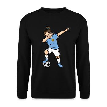 Dabbing Footballeuse Filles Uruguay Football - Sweat-shirt Unisexe - noir - Devant - Alina (178cm) & Michal (187cm)