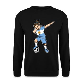 Dabbing Fußballspieler Mädchen Argentinien Fußball - Unisex Pullover - Schwarz - Vorne - Alina (178cm) & Michal (187cm)