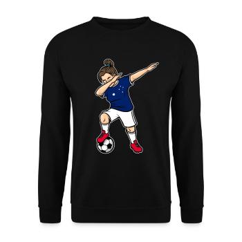 Dabbing Soccer Player Girls Australia Soccer - Unisex Sweatshirt - black - Front - Alina (178cm) & Michal (187cm)