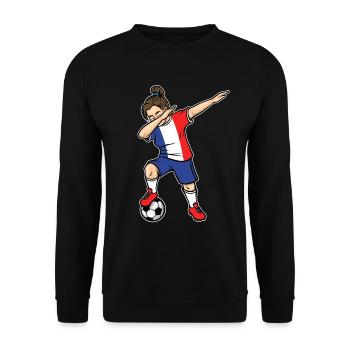 Dabbing Footballeuse Filles France Football - Sweat-shirt Unisexe - noir - Devant - Alina (178cm) & Michal (187cm)