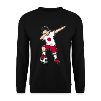 Dabbing Football Player Boy Japan Football - Unisex Sweatshirt - black - Front - Alina (178cm) & Michal (187cm)
