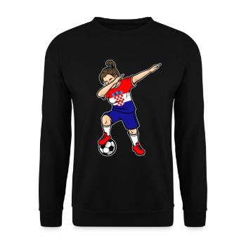 Dabbing Fußballspieler Mädchen Kroatien Fußball - Unisex Pullover - Schwarz - Vorne - Alina (178cm) & Michal (187cm)