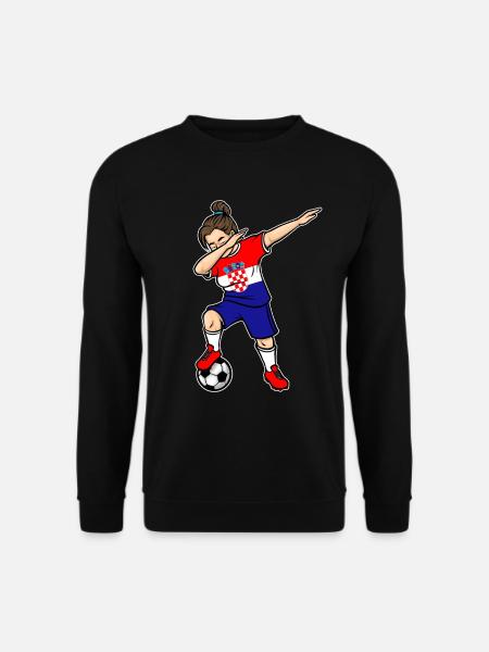 Dabbing Fußballspieler Mädchen Kroatien Fußball - Unisex Pullover - Schwarz