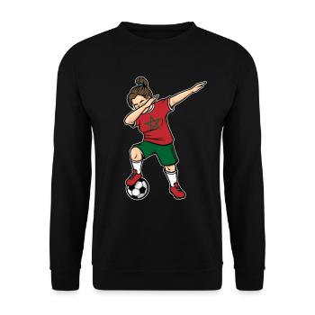 Dabbing Footballeuse Filles Maroc Football - Sweat-shirt Unisexe - noir - Devant - Alina (178cm) & Michal (187cm)