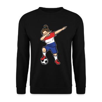 Dabbing Footballeuse Filles Pays-Bas Football - Sweat-shirt Unisexe - noir - Devant - Alina (178cm) & Michal (187cm)