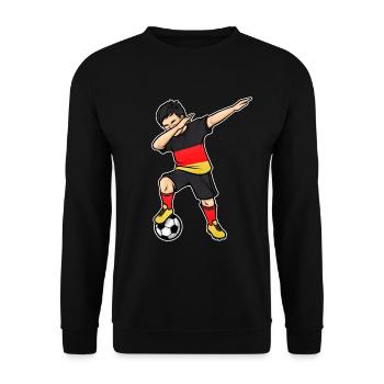 Dabbing Fußballer Junge Fußball Deutschland Trikot - Unisex Pullover - Schwarz - Vorne - Alina (178cm) & Michal (187cm)