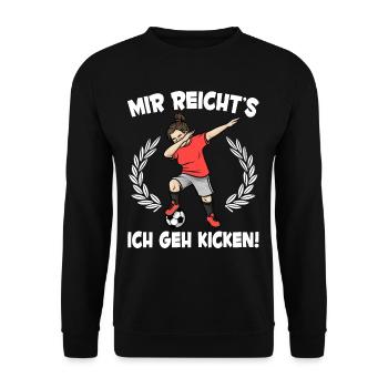 Mir Reicht's Fußball Mädchen Fußballspieler - Unisex Pullover - Schwarz - Vorne - Alina (178cm) & Michal (187cm)