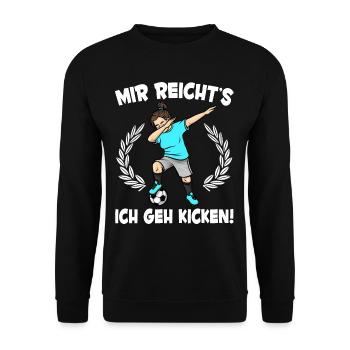 Mädchen Fußballspieler Mir Reicht's Fußball - Unisex Pullover - Schwarz - Vorne - Alina (178cm) & Michal (187cm)