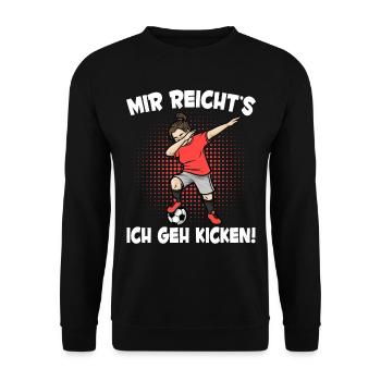 Mir Reicht's Fußball Mädchen Fußballspieler - Unisex Pullover - Schwarz - Vorne - Alina (178cm) & Michal (187cm)