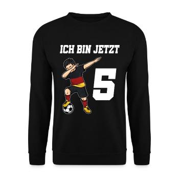 Fußballer 5 Jahre alt Jungen Deutschland Fußball - Unisex Pullover - Schwarz - Vorne - Alina (178cm) & Michal (187cm)