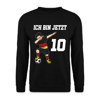 Fußballer 10 Jahre alt Jungen Deutschland Fußball - Unisex Pullover - Schwarz - Vorne - Alina (178cm) & Michal (187cm)