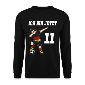 Fußballer 11 Jahre alt Jungen Deutschland Fußball - Unisex Pullover - Schwarz - Vorne - Alina (178cm) & Michal (187cm)