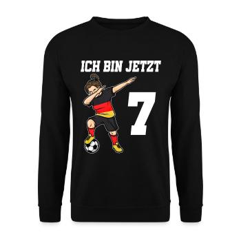 Fußballer 7 Jahre alt Mädchen Deutschland Fußball - Unisex Pullover - Schwarz - Vorne - Alina (178cm) & Michal (187cm)