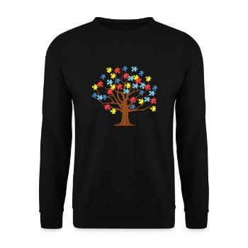 Autism Autistic Puzzle - Unisex Sweatshirt - black - Front - Alina (178cm) & Michal (187cm)