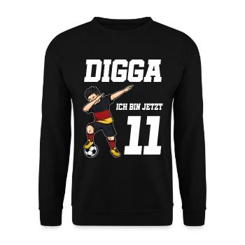 11. Geburtstag Fußball Junge Deutschland Trikot Fu - Unisex Pullover - Schwarz - Vorne - Alina (178cm) & Michal (187cm)