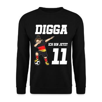 11. Geburtstag Fußball Mädchen Deutschland Trikot - Unisex Pullover - Schwarz - Vorne - Alina (178cm) & Michal (187cm)