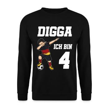 Fußball Junge 4. Geburtstag Fußballer Deutschland - Unisex Pullover - Schwarz - Vorne - Alina (178cm) & Michal (187cm)