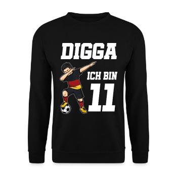 Fußball Junge 11. Geburtstag Fußballer Deutschland - Unisex Pullover - Schwarz - Vorne - Alina (178cm) & Michal (187cm)