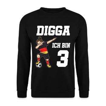 Fußball Mädchen 3. Geburtstag Fußballer Deutschlan - Unisex Pullover - Schwarz - Vorne - Alina (178cm) & Michal (187cm)