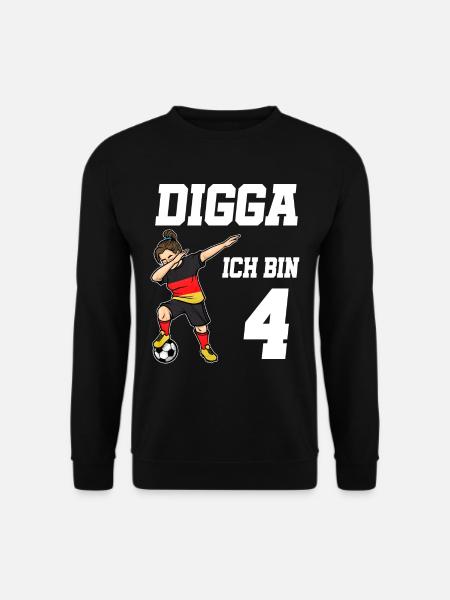 Fußball Mädchen 4. Geburtstag Fußballer Deutschlan - Unisex Pullover - Schwarz
