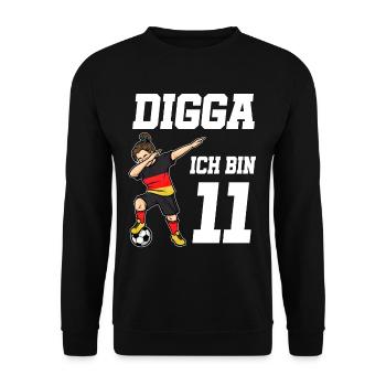 Fußball Mädchen 11. Geburtstag Fußballer Deutschla - Unisex Pullover - Schwarz - Vorne - Alina (178cm) & Michal (187cm)