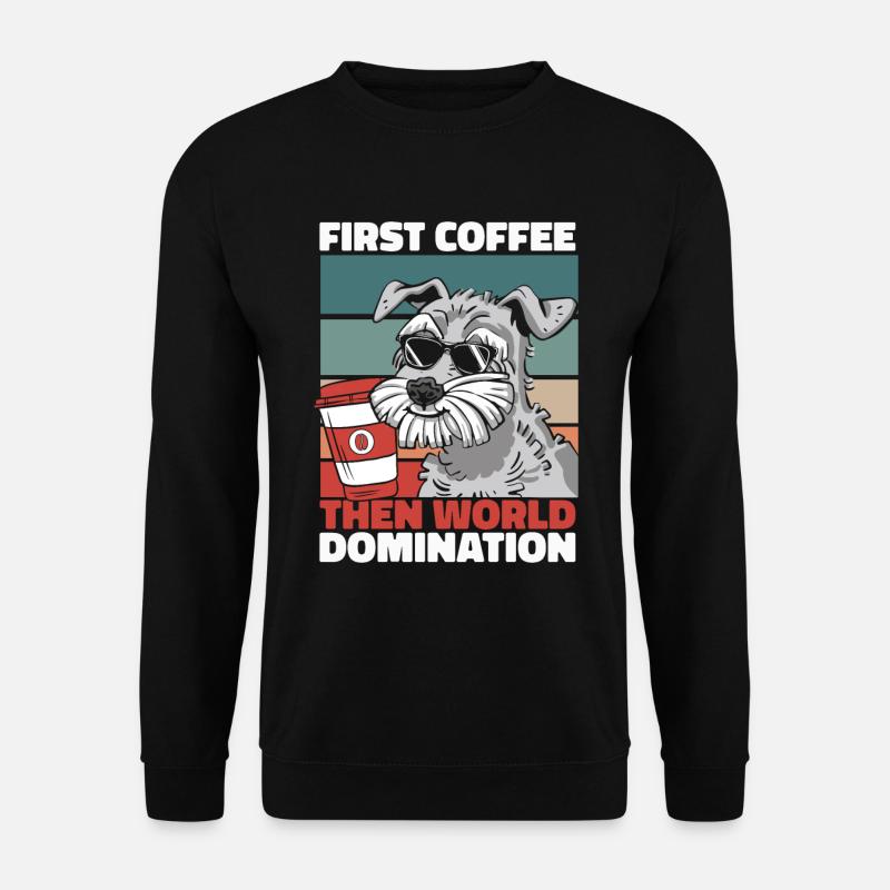 Schnauzer Hund Kaffee Sonnenbrille - Unisex Pullover - Schwarz