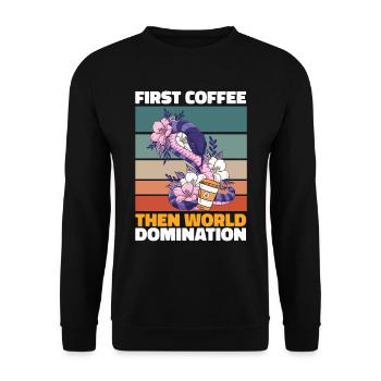 Schlange Kaffee - Unisex Pullover - Schwarz - Vorne - Alina (178cm) & Michal (187cm)