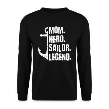 Segeln Segler Segelboot Mama - Unisex Pullover - Schwarz - Vorne - Alina (178cm) & Michal (187cm)