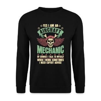 Aircraft mechanic skull - Unisex Sweatshirt - black - Front - Alina (178cm) & Michal (187cm)