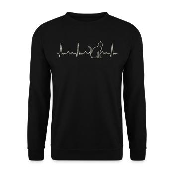 Sphinx Cat. Corazón. Amor. Ekg. Legumbres. - Sweat-shirt Unisexe - noir - Devant - Alina (178cm) & Michal (187cm)