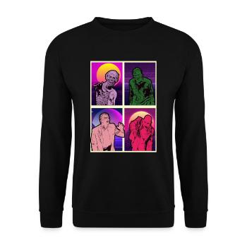 Zombie Halloween Gruselig - Unisex Pullover - Schwarz - Vorne - Alina (178cm) & Michal (187cm)