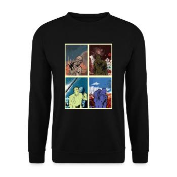 Zombie Halloween Gruselig - Unisex Pullover - Schwarz - Vorne - Alina (178cm) & Michal (187cm)