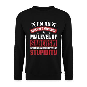 Airplane Mechanic Funny - Unisex Sweatshirt - black - Front - Alina (178cm) & Michal (187cm)